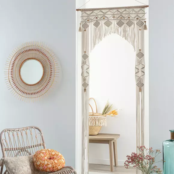 Cortina de hilos (90 x 200 cm) Arche Macrame Beige 2