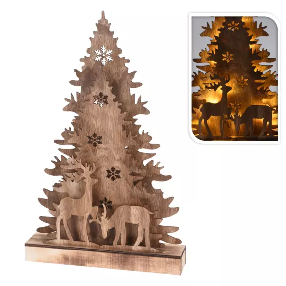 Forêt à piles en bois illuminée 16 LED Blanc chaud 2