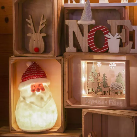 Cadre lumineux à piles en bois à poser Blanc chaud 2