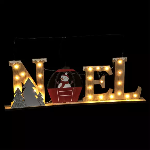 Lettres lumineuses à piles en bois bonhomme de neige Blanc chaud 26 LED 3