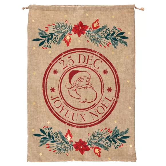 Cadeauzak H70 cm Poinsettia Beige 2