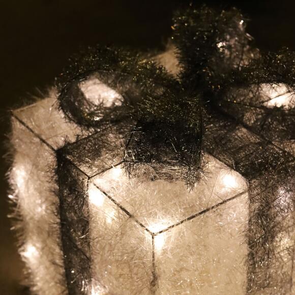 Set de 3 regalos cinta gris a pilas con luz Blanco cálido 65 LED 2