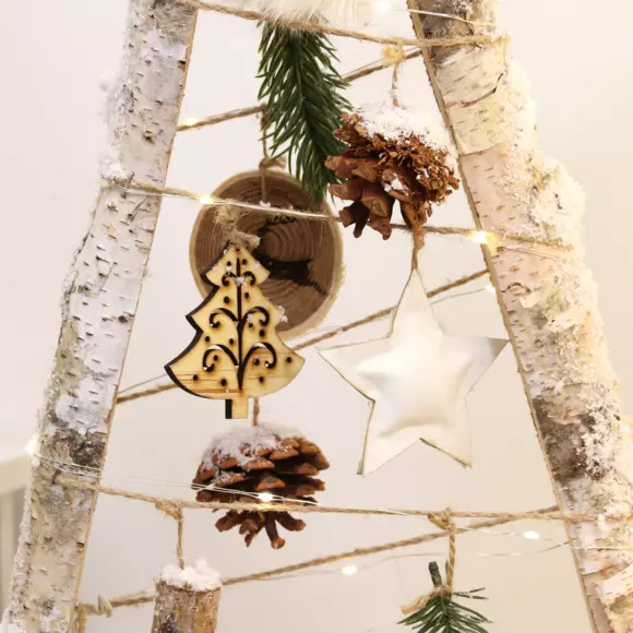 Houten verlichte kerstboom Icelandia (batterij) Warm wit 2