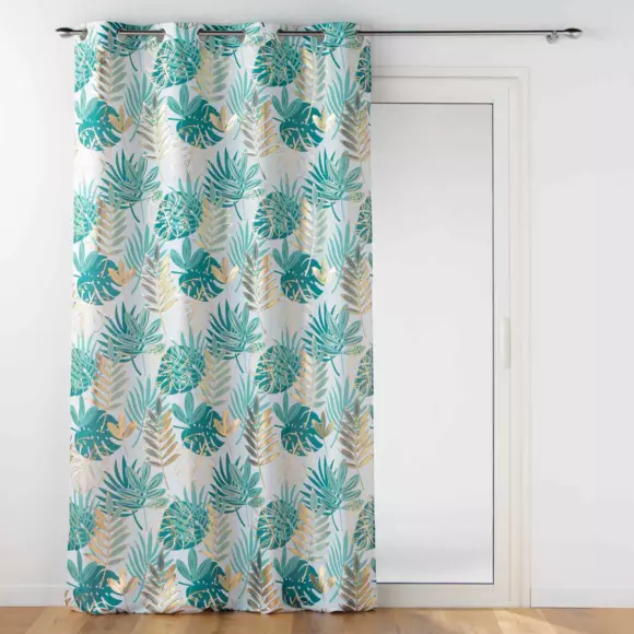 Cortina  semi-opaca(140 x 260 cm) Dorado nella Blanco y verde esmeralda 3