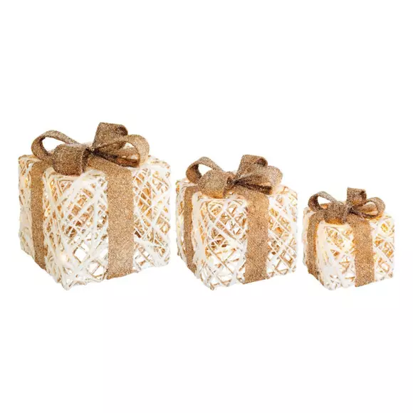 Set de 3 cadeaux rotin à piles lumineux Blanc chaud  LED 3