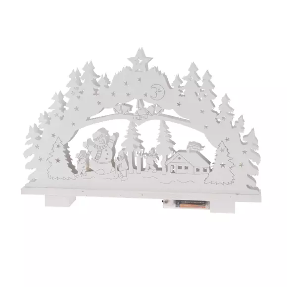 Village enchanté en bois illuminée 10 LED Blanc chaud 2