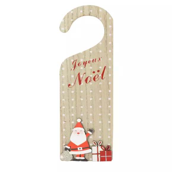 Pancarte poignée de porte Père Noël marron 127