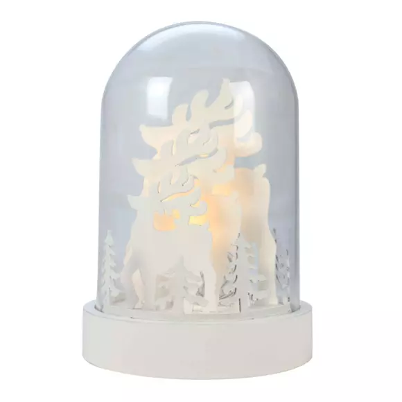 Campana de cristal con luces y Renos a pilas  3