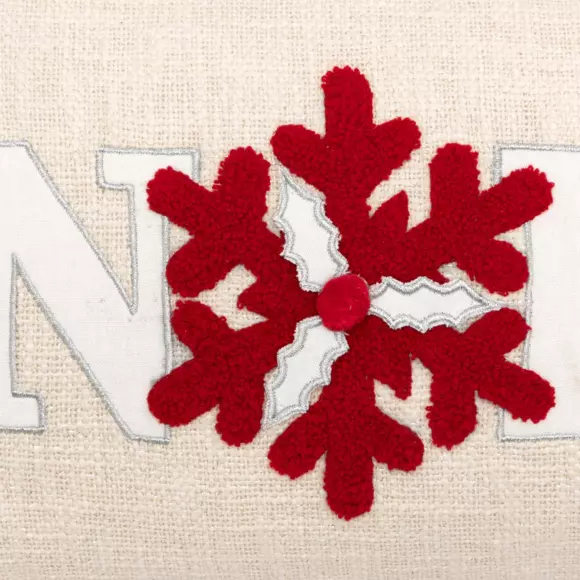 Coussin de noël carré (40 cm) Flocon Noël Beige