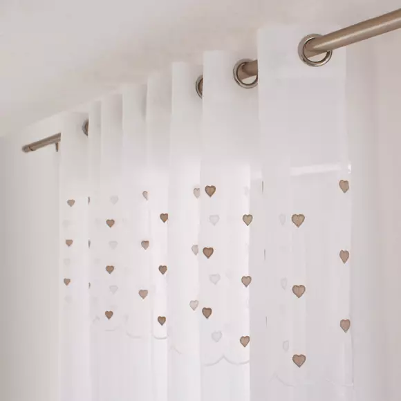 Voilage (140 x 240 cm) Coeurs Beige 2