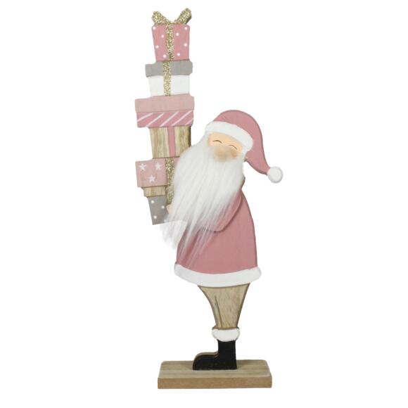 Babbo Natale di legno da posare rosa 2