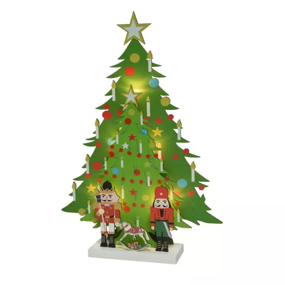 Sapin de table illuminé à piles Casse noisette H35 cm Blanc chaud 2