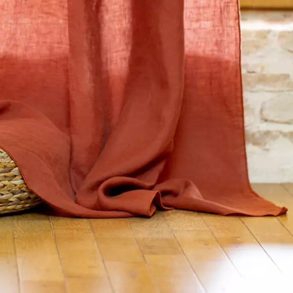 Tenda regolabile lino lavato (140 x max 270 cm) Louise Terracotta 2