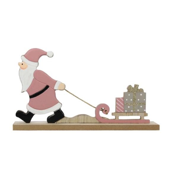 Babbo Natale Olivier in legno da posare rosa 2