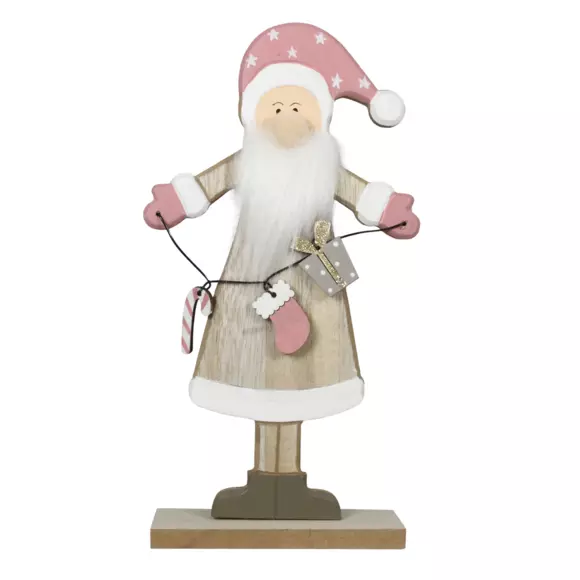 Père Noel Kurt en bois à poser naturel 2