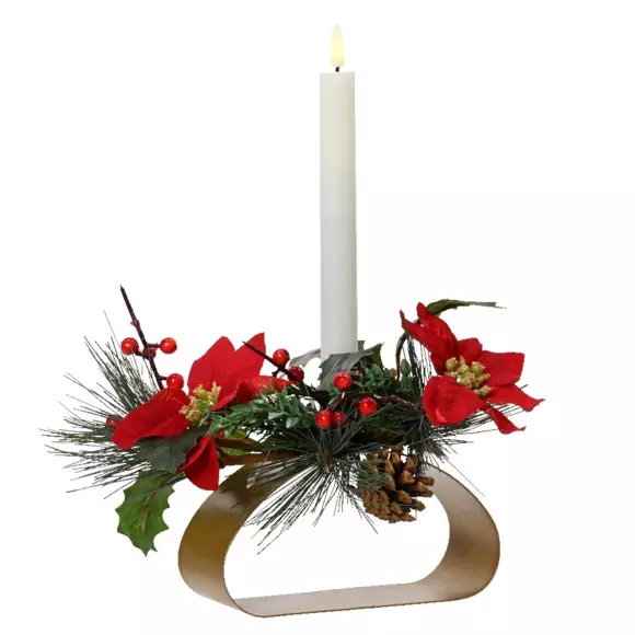 Photophore avec bougie Fleur de Noël Blanc chaud 2