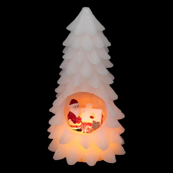 Candela LED Abete e Babbo Natale Bianco 2