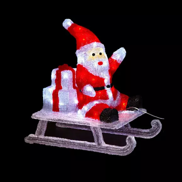 Père Noël lumineux Luge cadeaux Blanc froid 60 LED 2