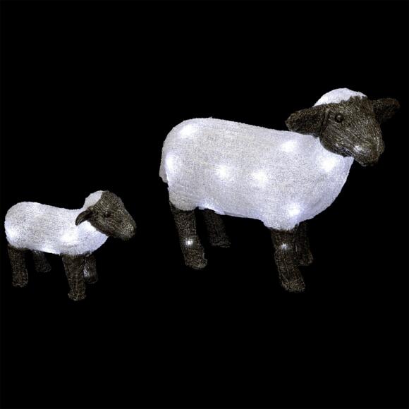 LED Schaf mit Baby Kaltweiß 80 LEDs 2