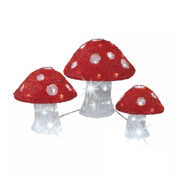 Lot de 3 champignons lumineux Blanc froid 72 LED 2