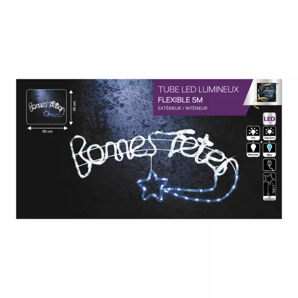 Enseigne lumineuse "Bonnes fêtes" Bleu 90 LED 127