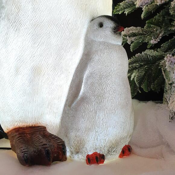 Verlichte pinguïn en zijn kleintje Koudwit 8 LED 3