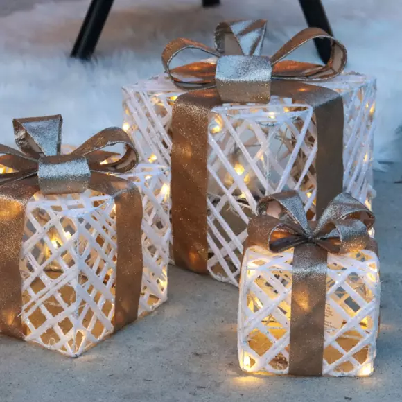 Set van 3 verlichte cadeaus Warm wit 65 LED 2