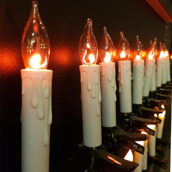 Kerzen Lichterkette  6 m Warmweiß 15 Glühbirnen 3