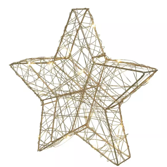 Étoile lumineuse à piles Posy Or et  Blanc chaud
