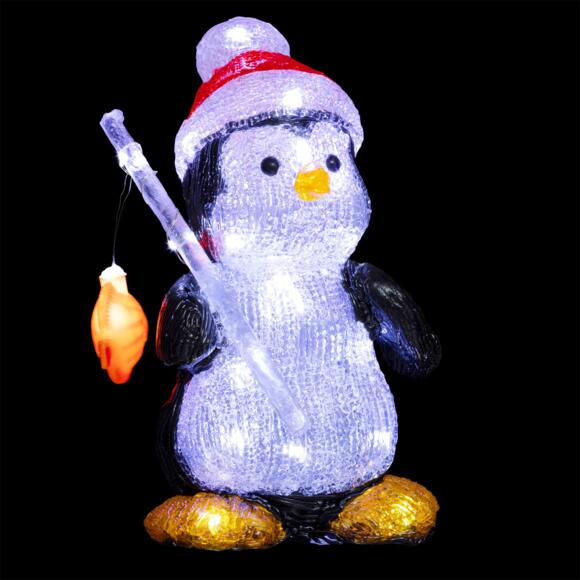 Pinguino luminoso Pescador Blanco frío 30 LED 2