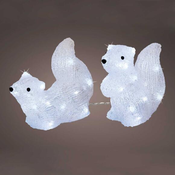 Lot de 2 écureuils lumineux à piles Spiky Blanc froid 40 LED 3