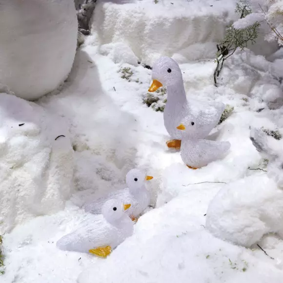 Familia Patos a pilas luminoso blanco cálido 10 LED 2