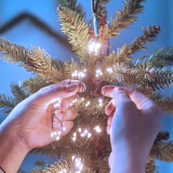 Cortina de luces para árbol Micro led H2,10 m Blanco frío 672 LED 3