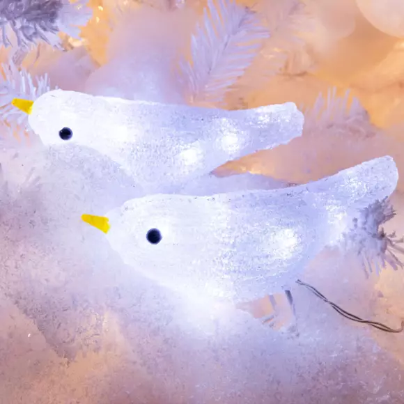 Lot de 3 oiseaux lumineux à piles Fauvette Blanc froid 30 LED 2