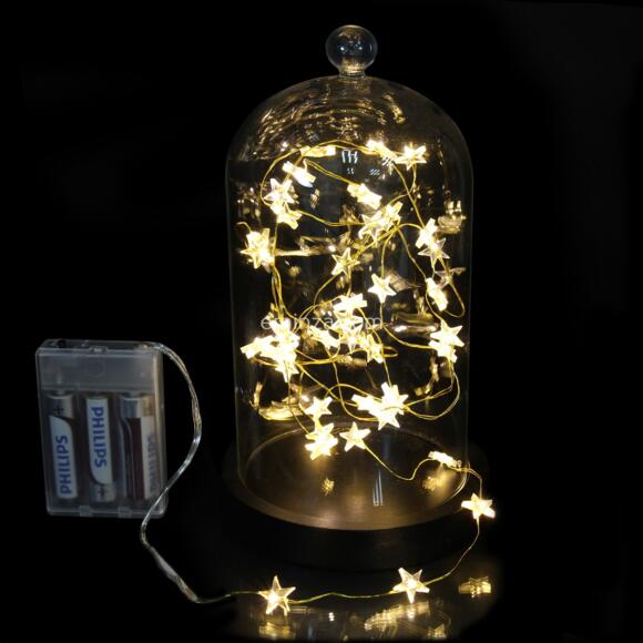 Guirlande lumineuse Micro LED 2,05 m Blanc chaud 40 LED Etoile CO à piles 2