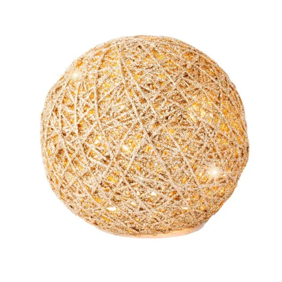Boule lumineuse déco à piles 20 LED (D15 cm) Or et blanc chaud
