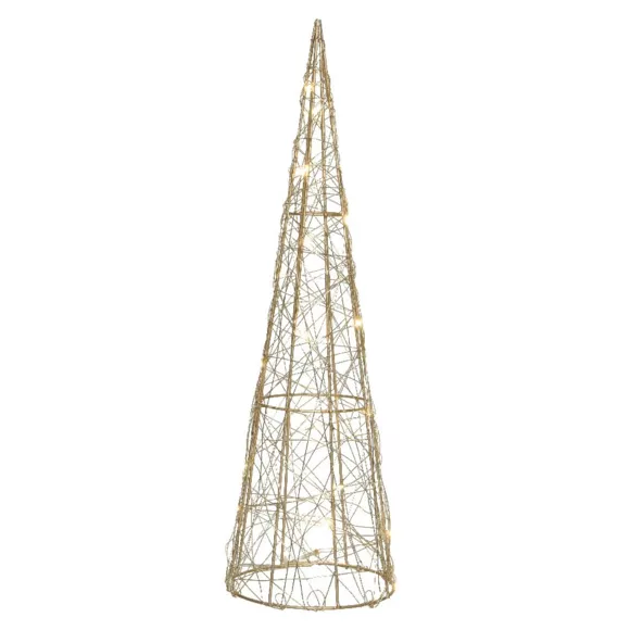 Cono a pilas A40 cm Oro y con luz Blanco cálido 20 LED