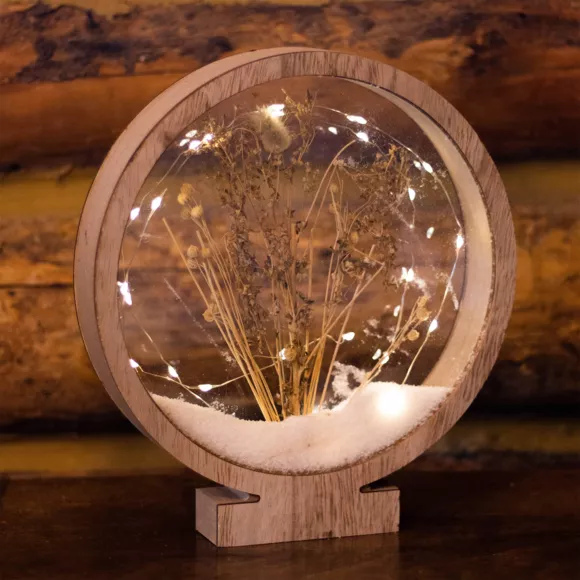 Cercle fleuri lumineux à piles 25 LED (H27,5 cm) Blanc chaud