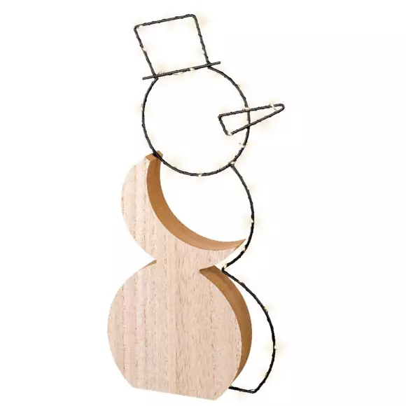 Bonhomme de neige Emile GM à piles lumineux Blanc chaud 35 LED 2