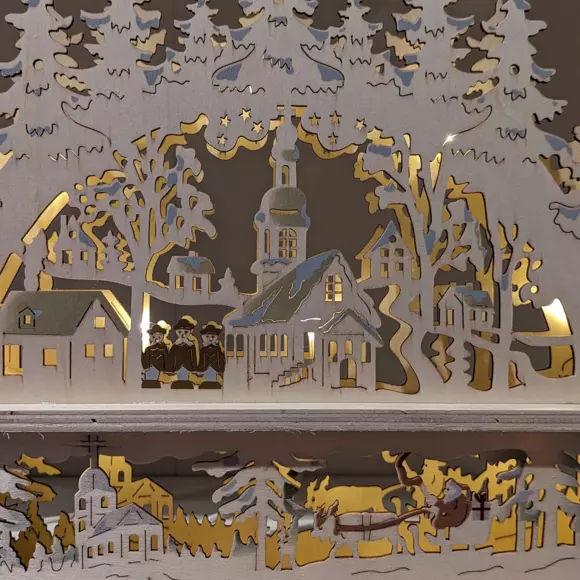 Scène lumineuse Village de Noël à piles Blanc chaud 2