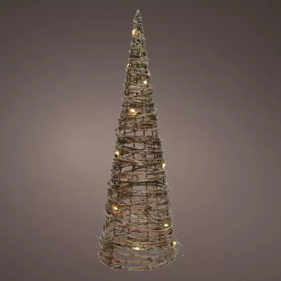 Pyramide lumineuse à piles 20 LED (H60 cm) Rattan Blanc chaud