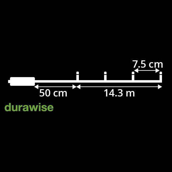 Lichtsnoer Durawise 14,30 m Koudwit 192 LED KZ 8
