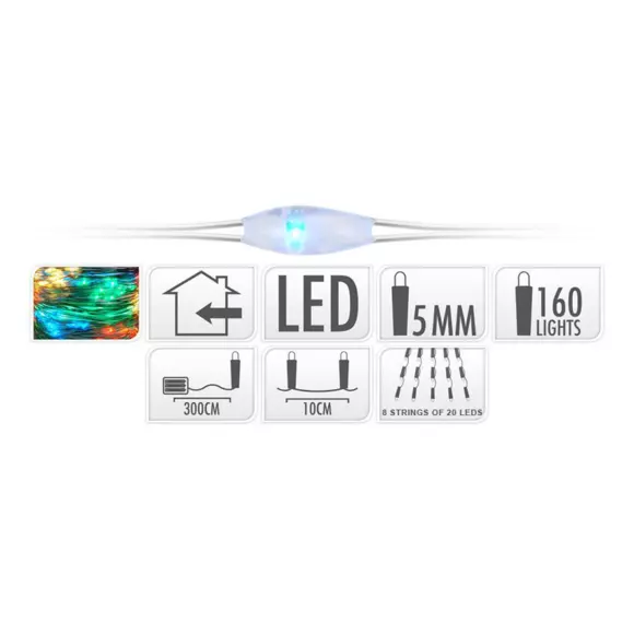 Luces de Navidad Micro LED Racimo 2 m Multicolor 160 LED CP 3