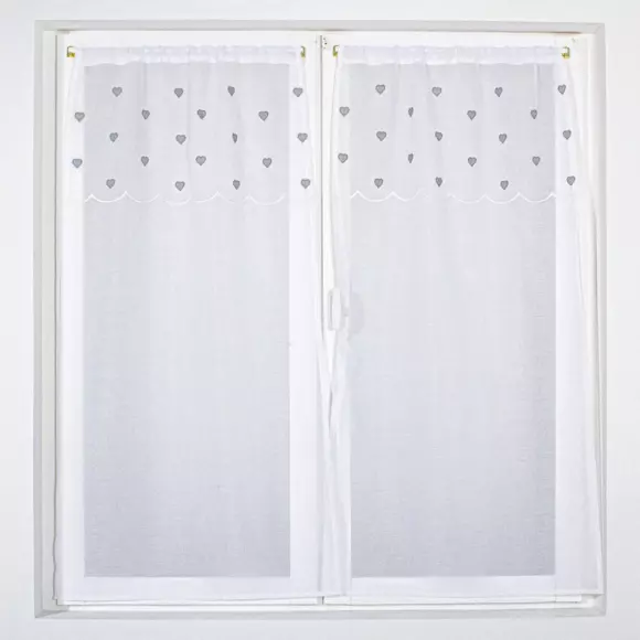 Paire de voilages (60 x 90 cm) C?urs Gris 3
