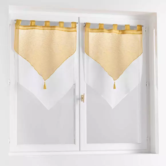 Paire de voilages (60 x 90 cm) Duetto Jaune miel et Blanc 2