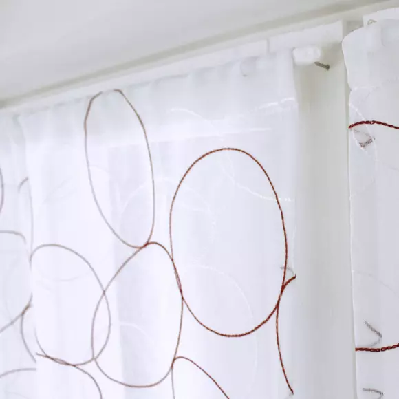 Paire de voilages brodés (60 x 120 cm) Galet Bordeaux 2
