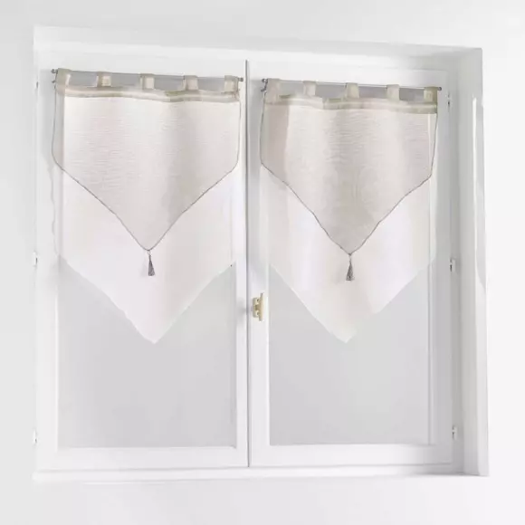 Par de visillos (60 x 120 cm) Duetto Gris y  Blanco 2