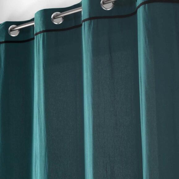 Cortina  semi-opaca algodón lavado (135 x 240 cm) Linette Azul petróleo 3