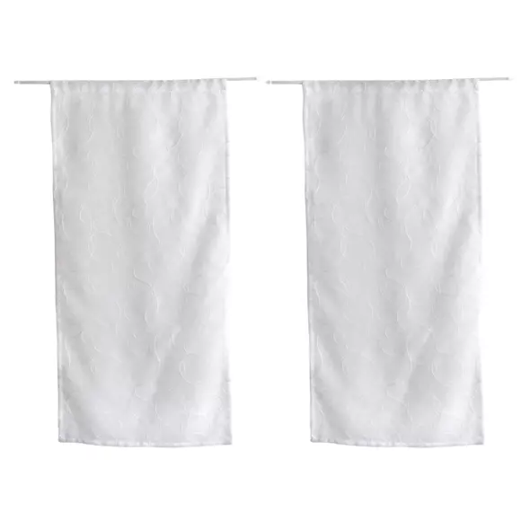 Par de visillos bordados (60 x 160 cm) Galet Blanco 3
