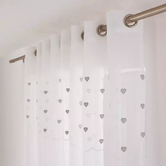 Visillo (140 x 240 cm) Corazones Gris 2